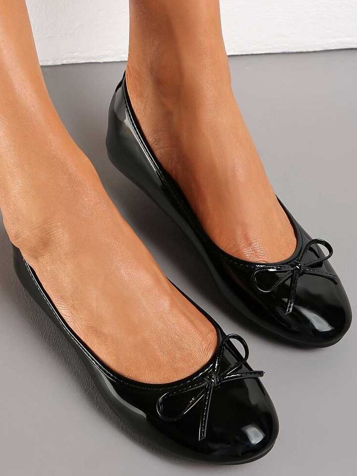 Samantha - Söta enfärgade ballerinaskor med rosett